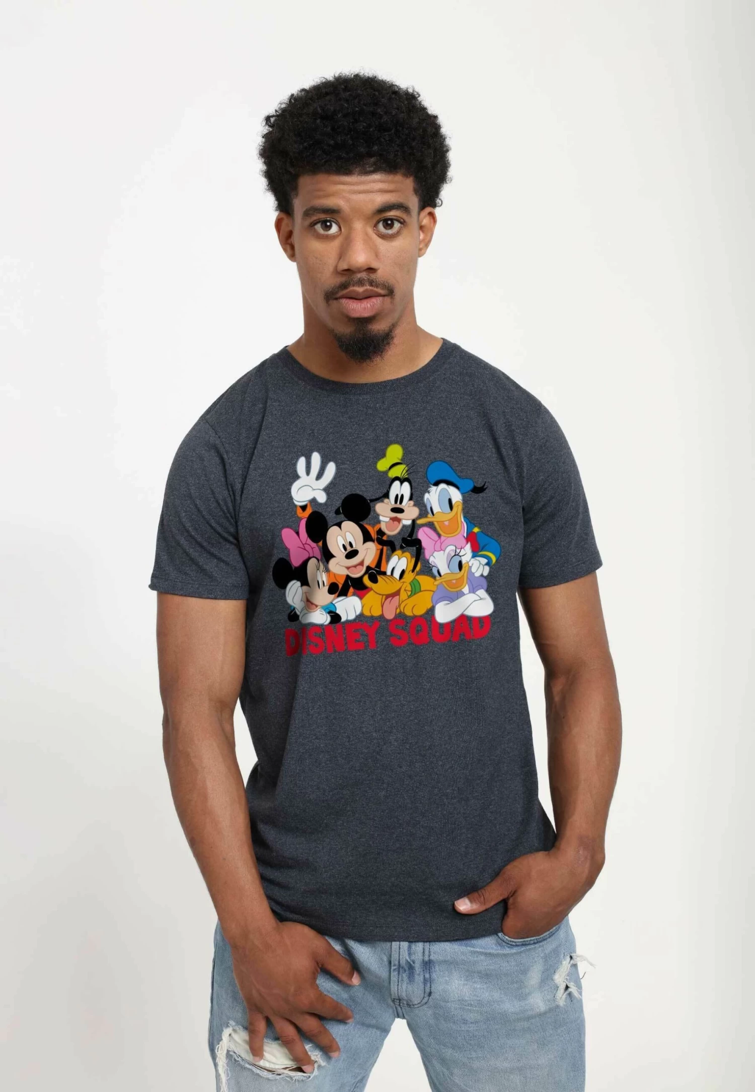 Mickey Classic Disney Squad Unisex - T-Shirt Print - Melange Black 1 Mickey Classic Disney Squad Unisex - T-Shirt Print - Melange Black