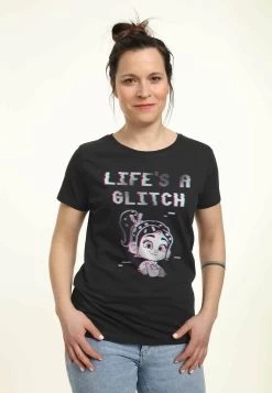 Disney Wreck It Ralph Glitch Life - T-Shirt Print - Black