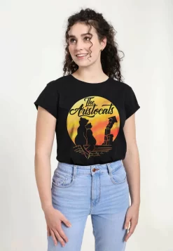 Disney The Aristocats Moon Silhouette - T-Shirt Print - Black
