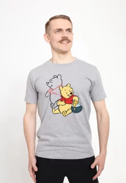 Disney Winnie The Pooh Pooh Line Art - T-Shirt Print - Melange Grey