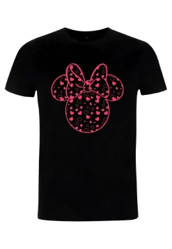 Disney Classic Mickey Minnie Hearts Fill - T-Shirt Print - Black