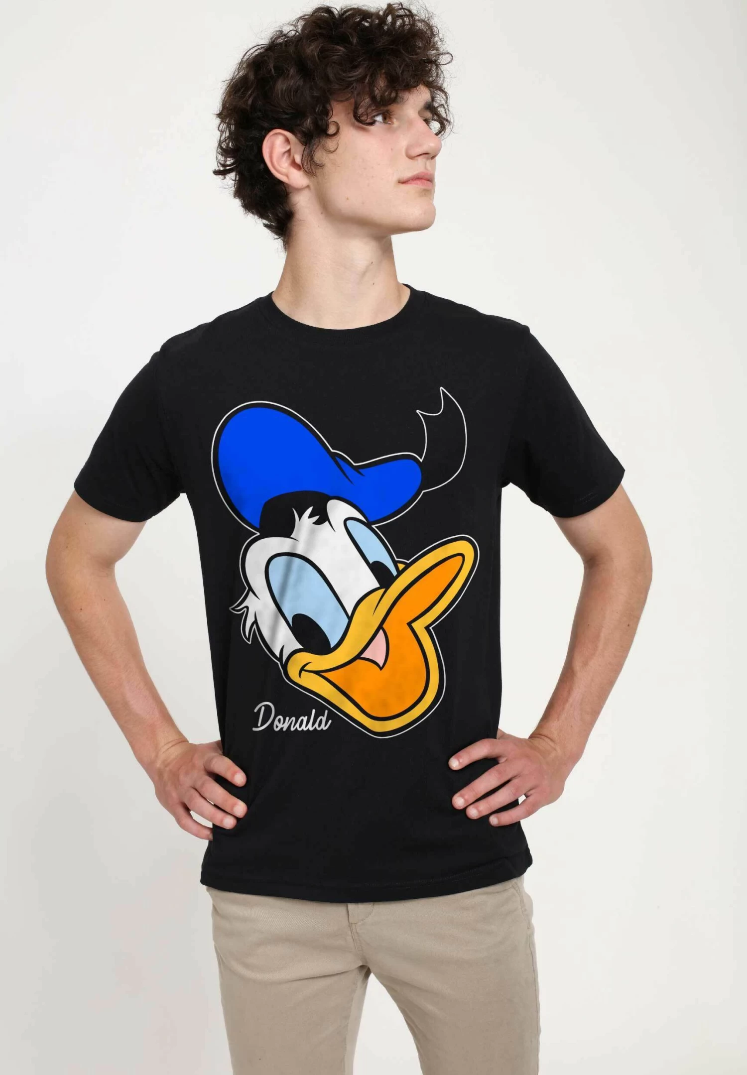 Disney Classic Mickey Donald Big Face Unisex - T-Shirt Print - Black 3 Disney Classic Mickey Donald Big Face Unisex - T-Shirt Print - Black - Afbeelding 3