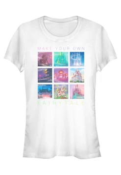 Disney Princesses Castles In Movies - T-Shirt Print - White