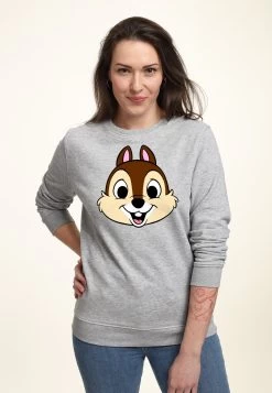Disney Mickey & Friends Chip Big Face - Sweater - Heather Grey