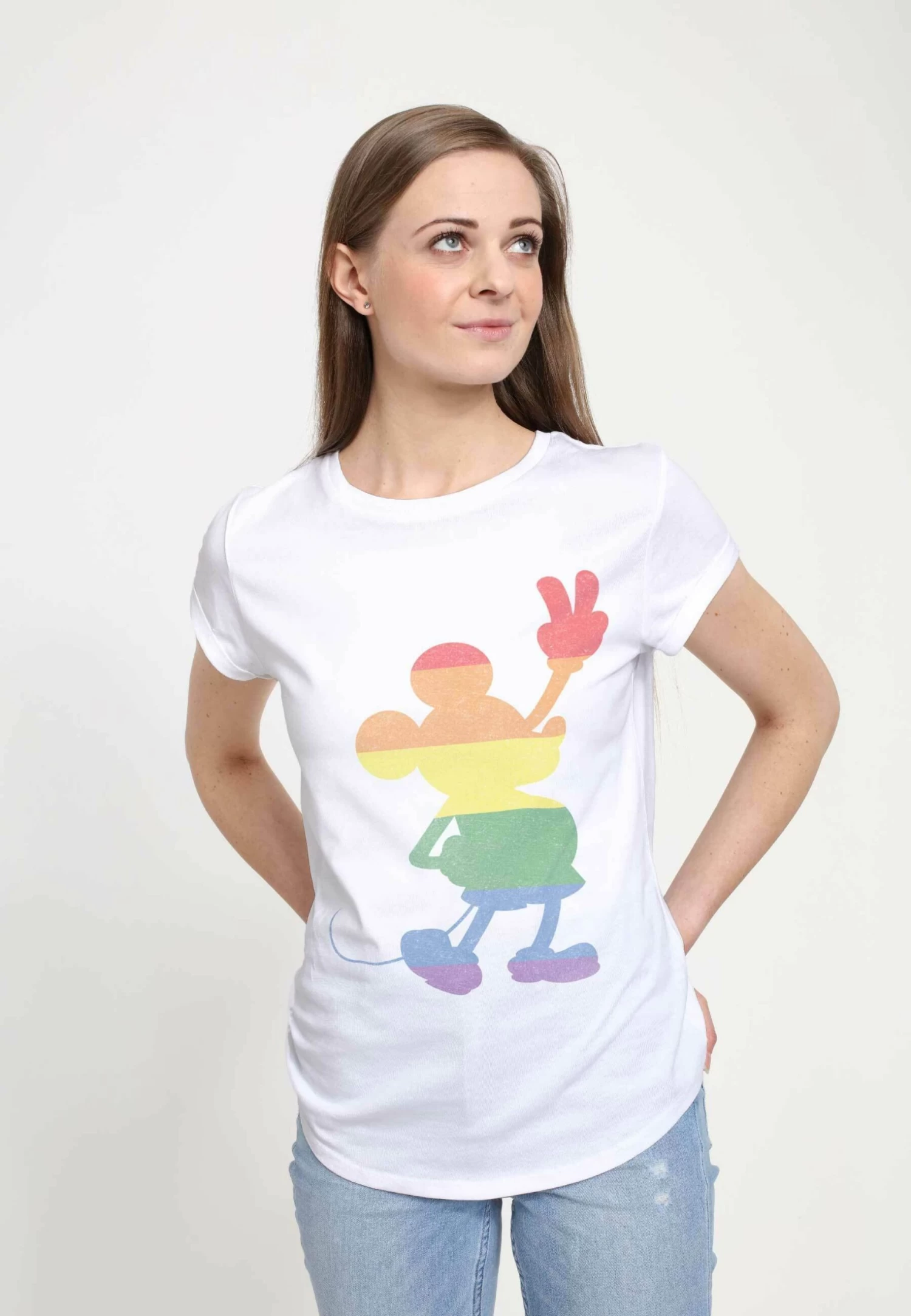 Disney Mickey Classic Love Is Love Pride Mickey - T-Shirt Print - White 3 Disney Mickey Classic Love Is Love Pride Mickey - T-Shirt Print - White - Afbeelding 3