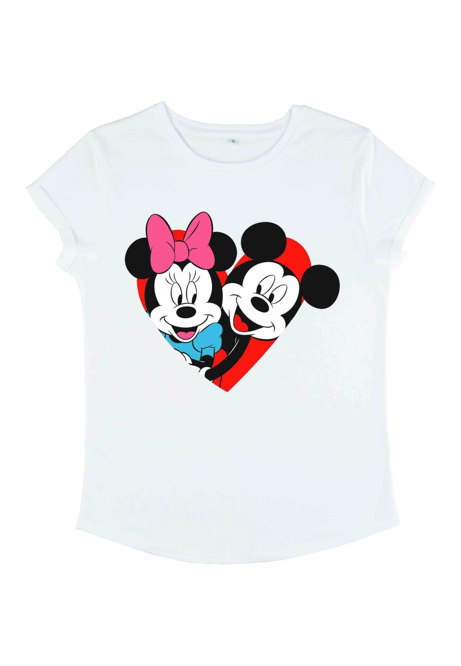 Disney Mickey Mouse Mickey Minnie Heart - T-Shirt Print - White 5 Disney Mickey Mouse Mickey Minnie Heart - T-Shirt Print - White - Afbeelding 5