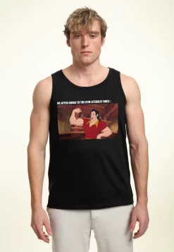 Disney Beauty The Beast Gaston Gym Meme- Top - Black