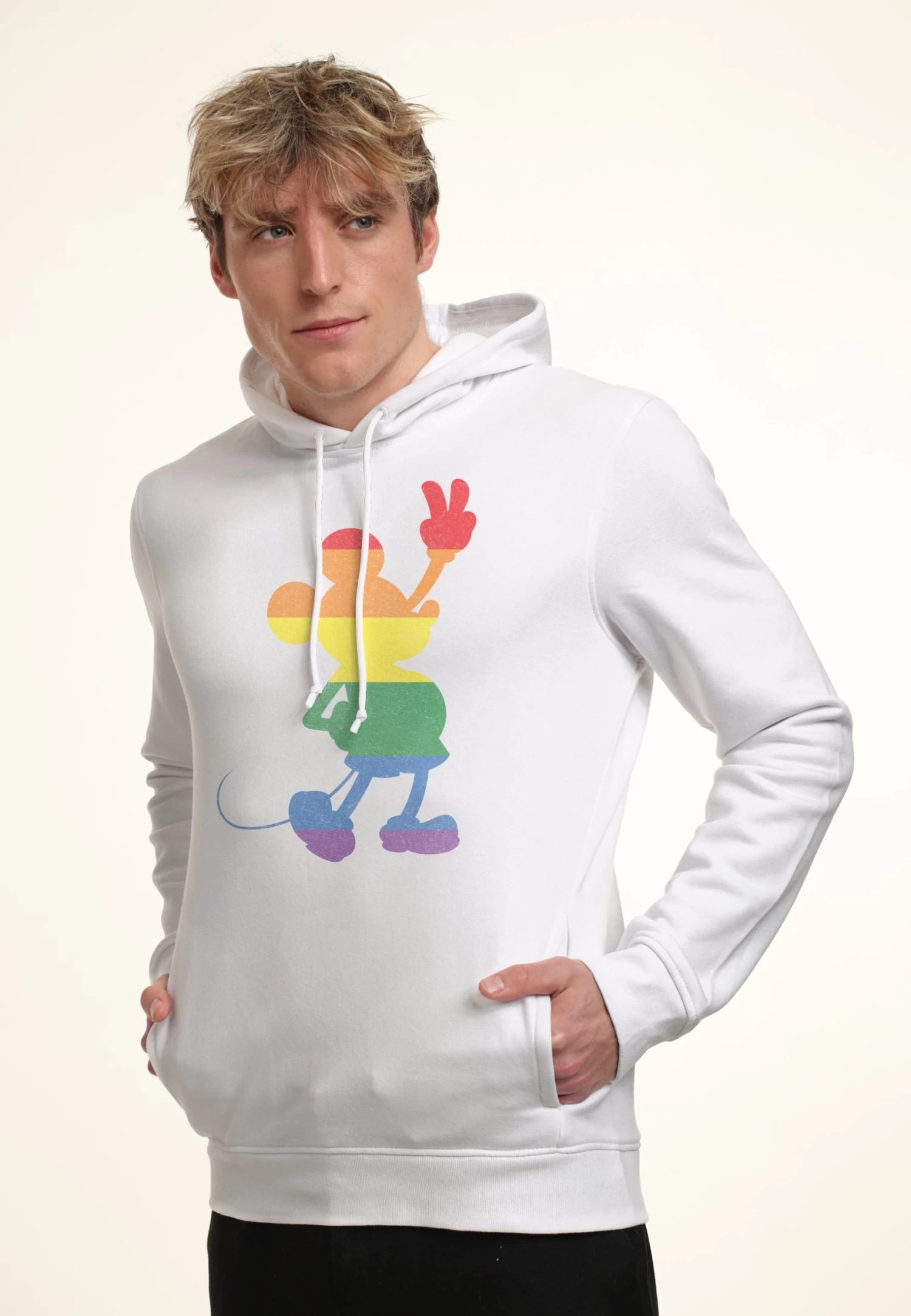 Disney Mickey Classic Love Is Love Pride Mickey - Hoodie - White 1 Disney Mickey Classic Love Is Love Pride Mickey - Hoodie - White