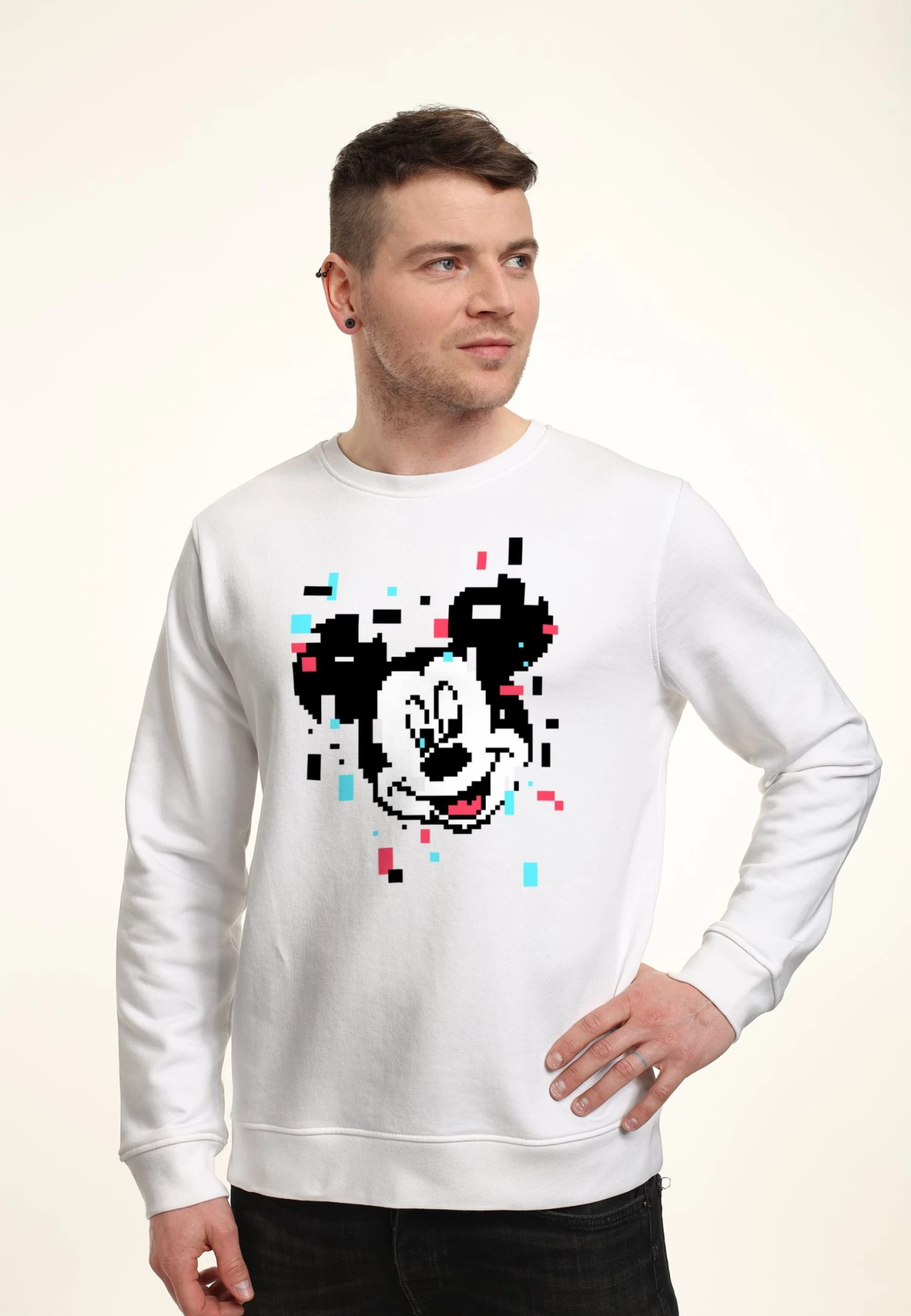 Disney Mickey Mouse Pixel Mickey - Sweater - White 3 Disney Mickey Mouse Pixel Mickey - Sweater - White - Afbeelding 3