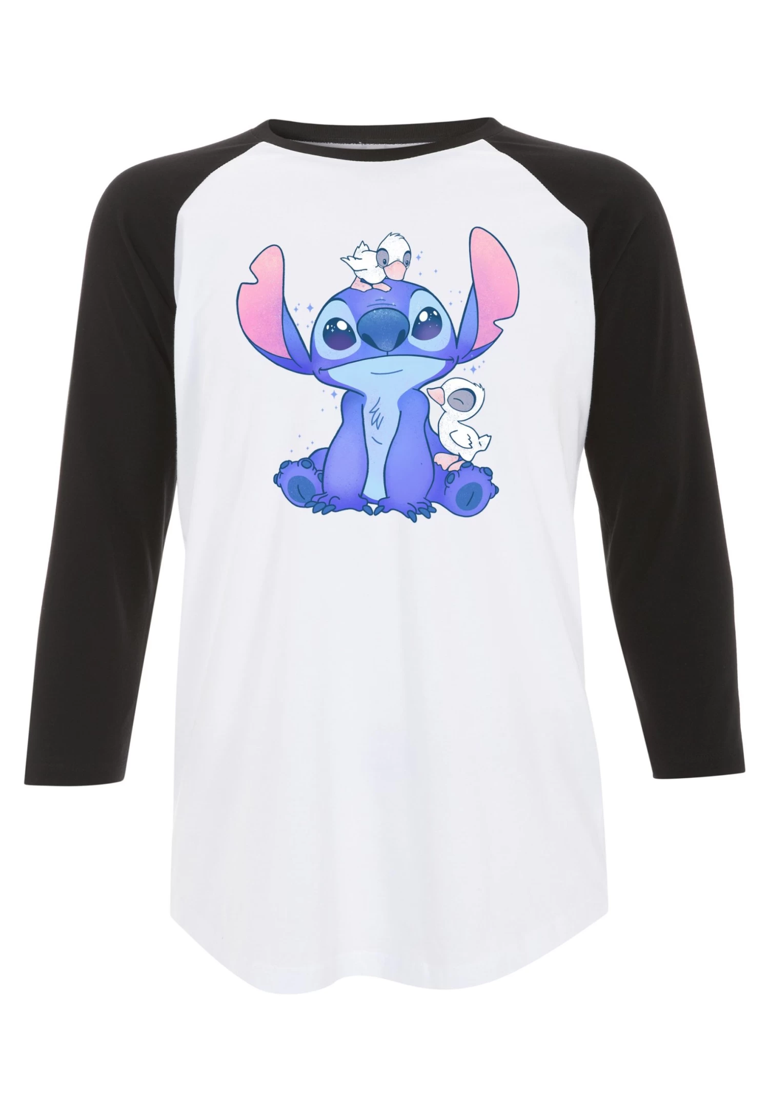 Disney Lilo Stitch Cute Ducks - Longsleeve - White Black 5 Disney Lilo Stitch Cute Ducks - Longsleeve - White Black - Afbeelding 5