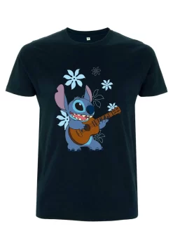 Disney Lilo & Stitch Stitch Flowers - T-Shirt Print - Navy Blue
