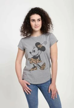 Disney Mickey & Friends Leopard Mouse - T-Shirt Print - Melange Grey