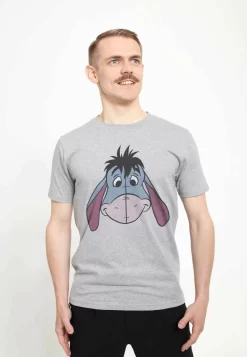 Disney Winnie The Pooh Eyore Big Face Unisex - T-Shirt Print - Melange Grey