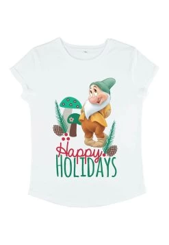 Disney Snow White Bashful Christmas - T-Shirt Print - White -Disney 5af3272efb804a318c65c24dc2206d4e