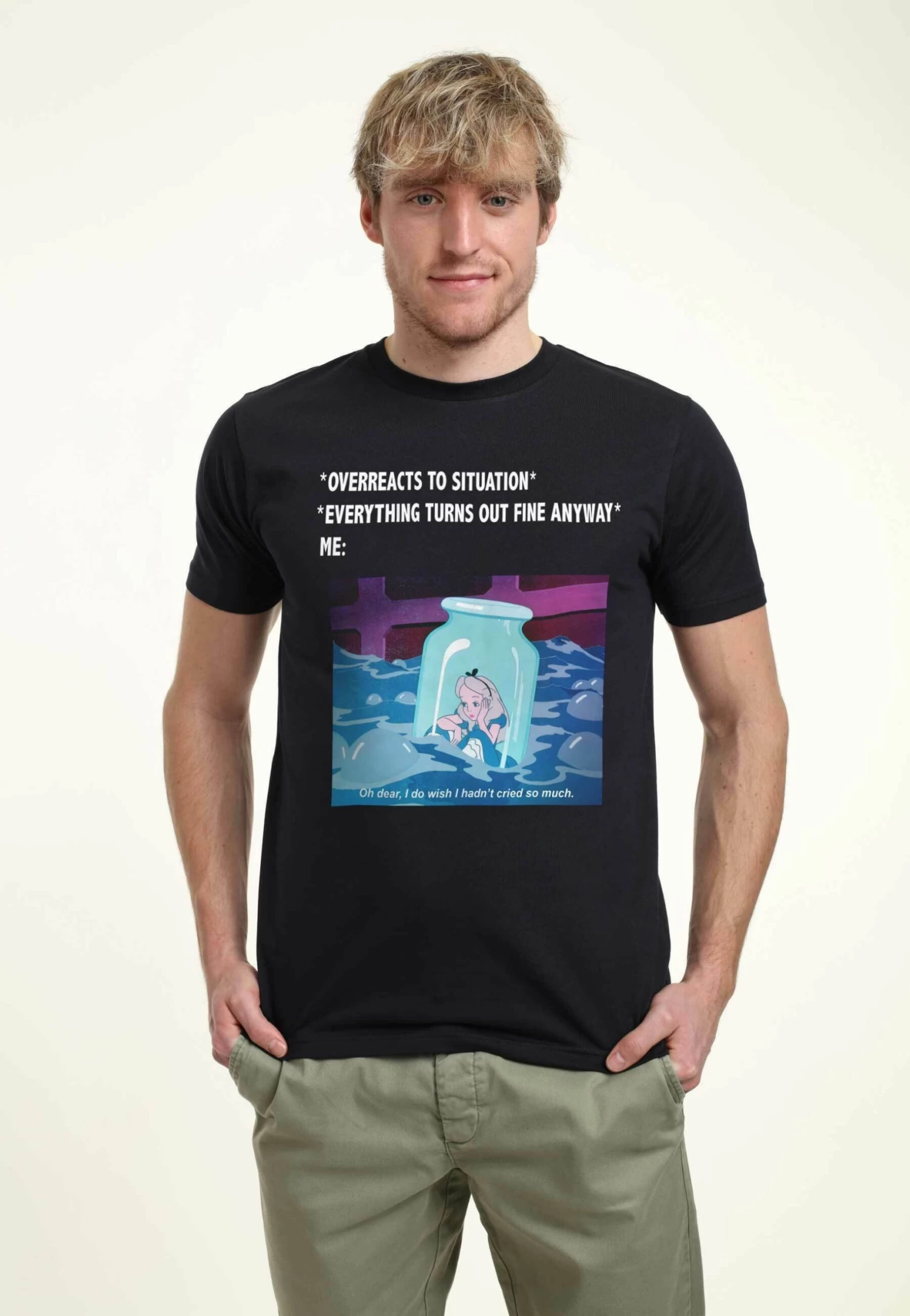 Disney Alice In Wonderland Anxiety Meme - T-Shirt Print - Navy Blue 1 Disney Alice In Wonderland Anxiety Meme - T-Shirt Print - Navy Blue