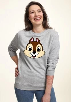 Disney Mickey & Friends Chip Big Face - Sweater - Heather Grey -Disney 624f20a4d881459aa0e79db3f3554b49