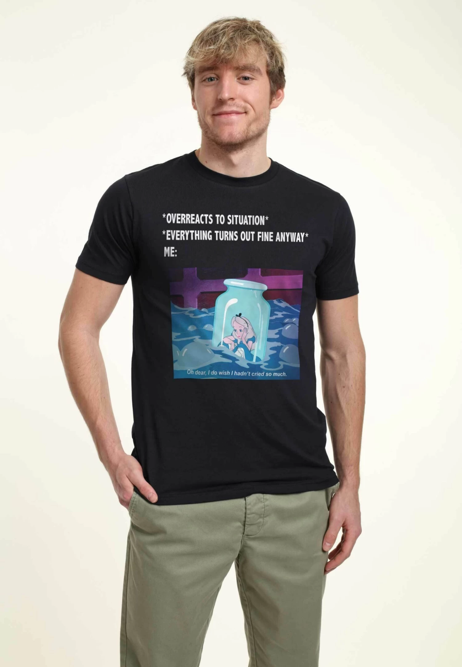 Disney Alice In Wonderland Anxiety Meme - T-Shirt Print - Navy Blue 3 Disney Alice In Wonderland Anxiety Meme - T-Shirt Print - Navy Blue - Afbeelding 3