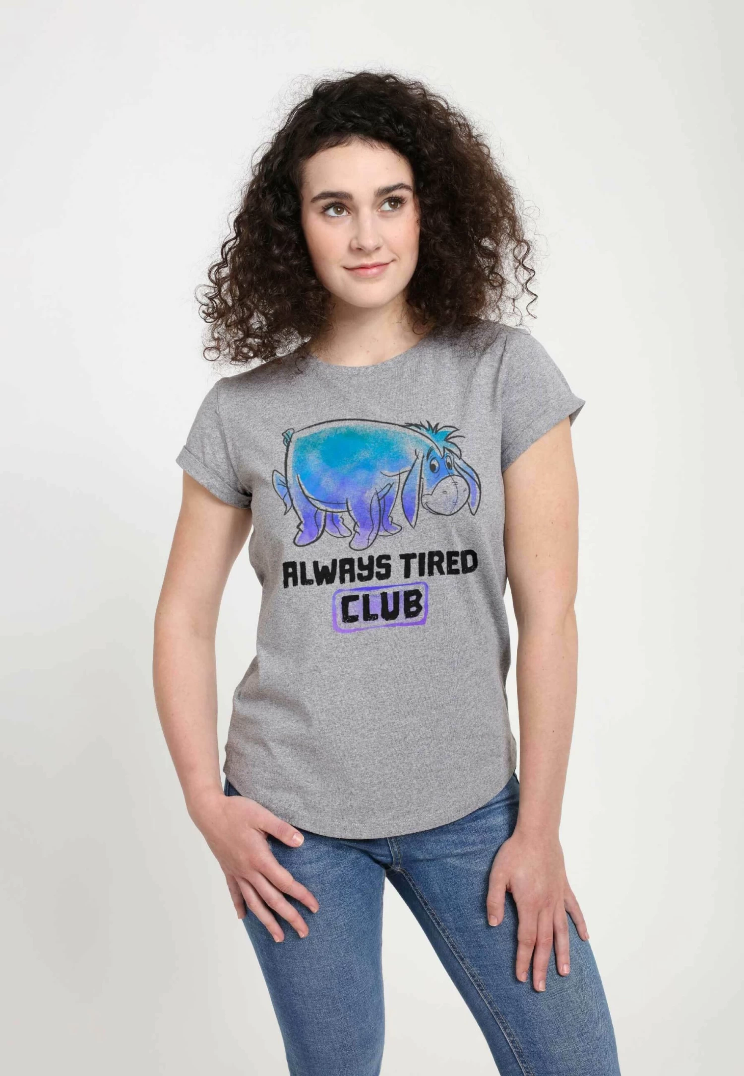 Disney Winnie The Pooh Eeyore Tired Club - T-Shirt Print - Melange Grey 3 Disney Winnie The Pooh Eeyore Tired Club - T-Shirt Print - Melange Grey - Afbeelding 3