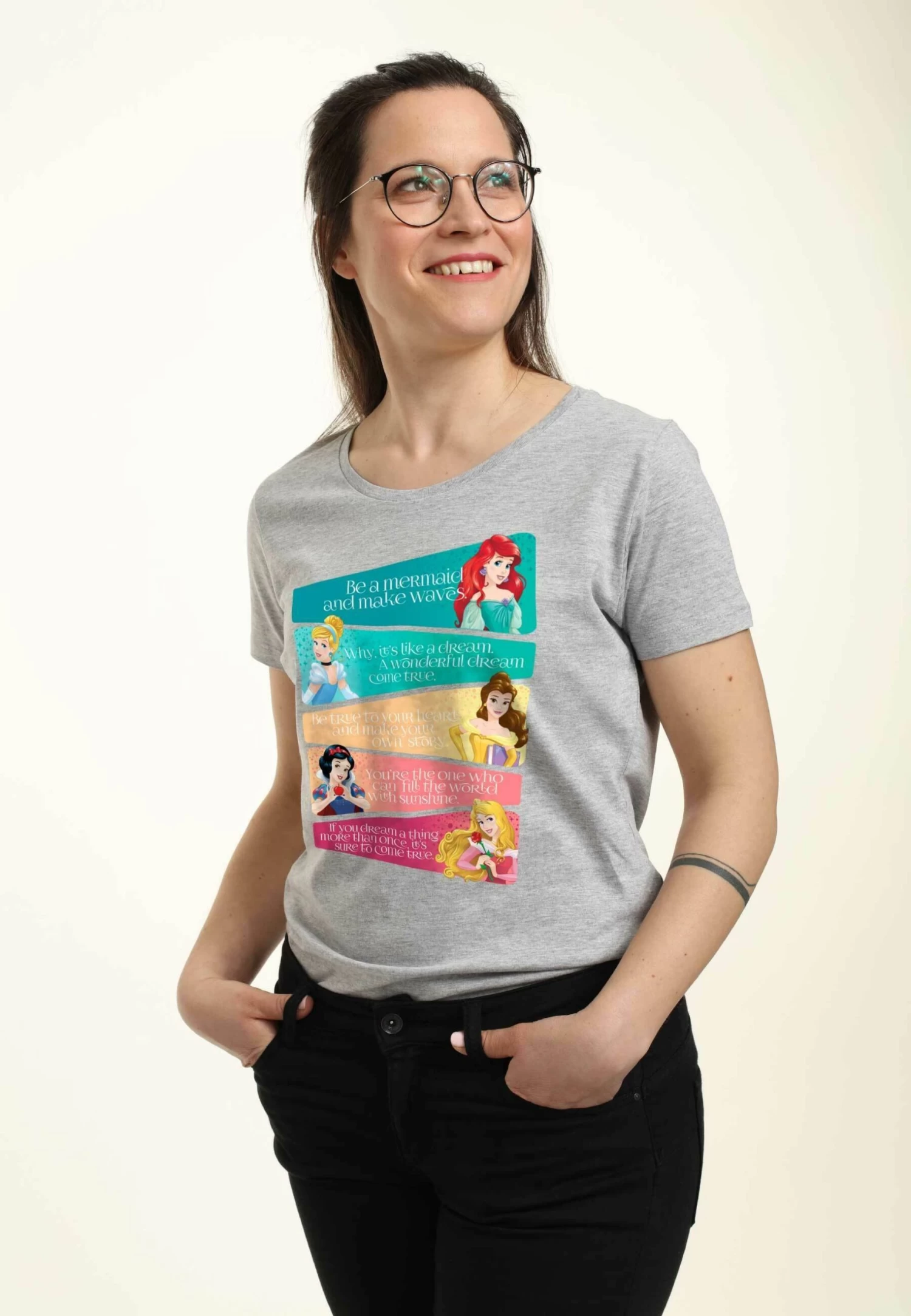 Disney Princesses Princess Adjectives - T-Shirt Print - Heather Grey 3 Disney Princesses Princess Adjectives - T-Shirt Print - Heather Grey - Afbeelding 3