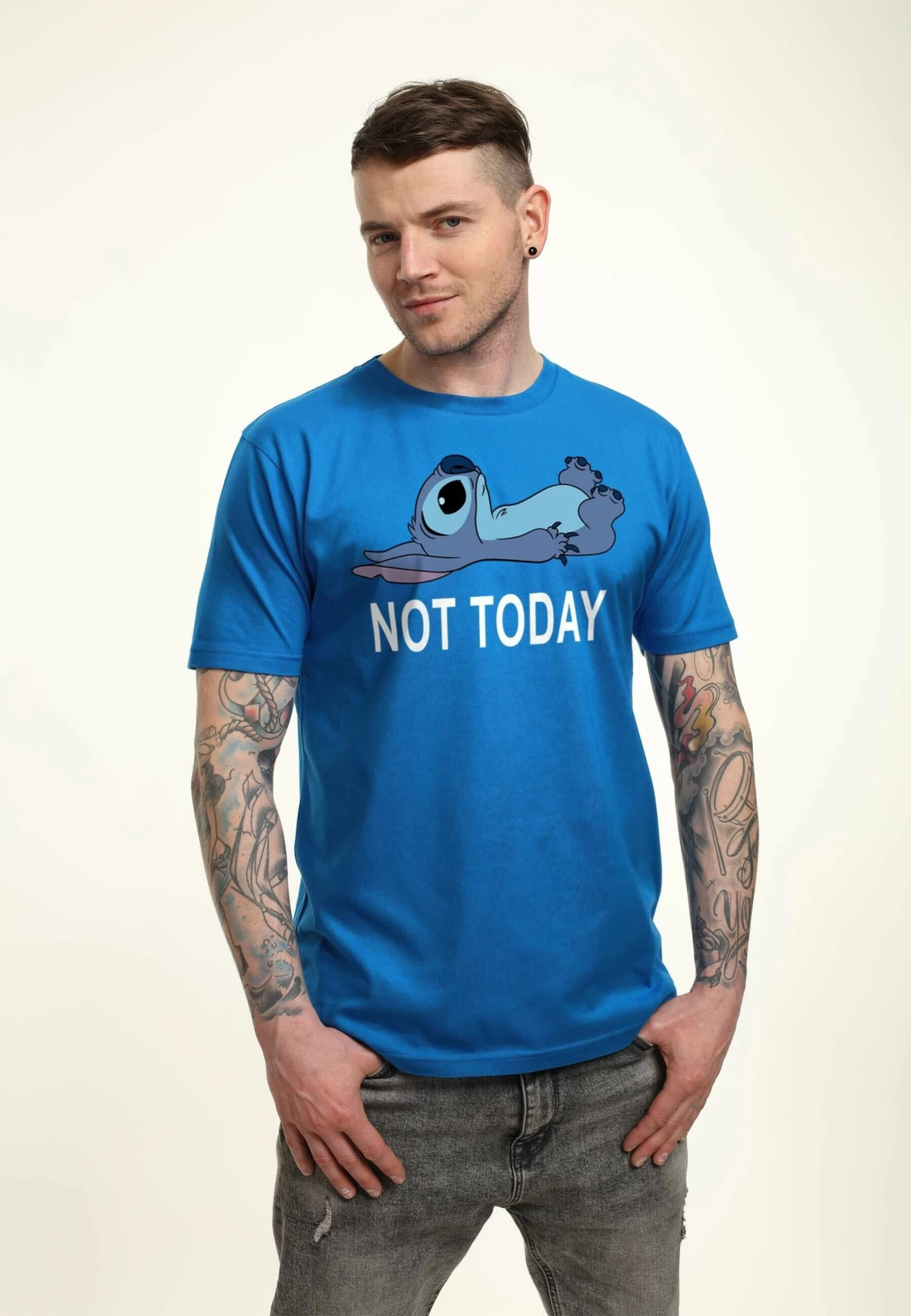 Disney Lilo & Stitch Not Today Unisex - T-Shirt Print - Bright Blue 4 Disney Lilo & Stitch Not Today Unisex - T-Shirt Print - Bright Blue - Afbeelding 4