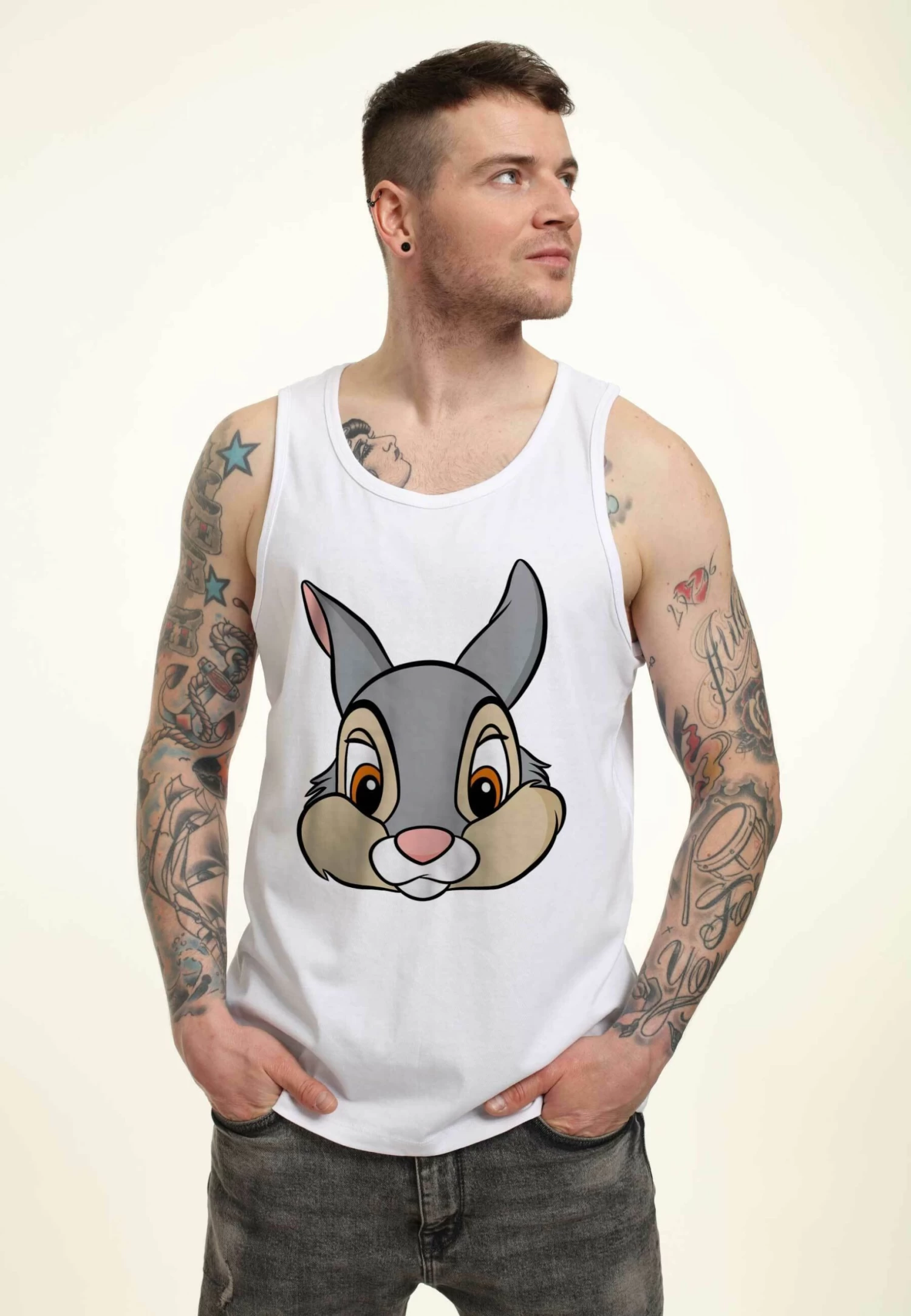 Disney Bambi Thumper Big Face- Top - White 4 Disney Bambi Thumper Big Face- Top - White - Afbeelding 4