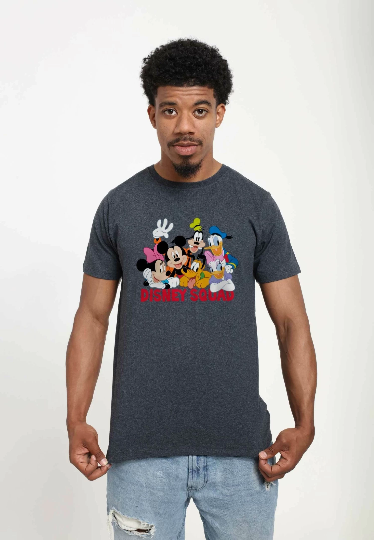 Mickey Classic Disney Squad Unisex - T-Shirt Print - Melange Black 4 Mickey Classic Disney Squad Unisex - T-Shirt Print - Melange Black - Afbeelding 4