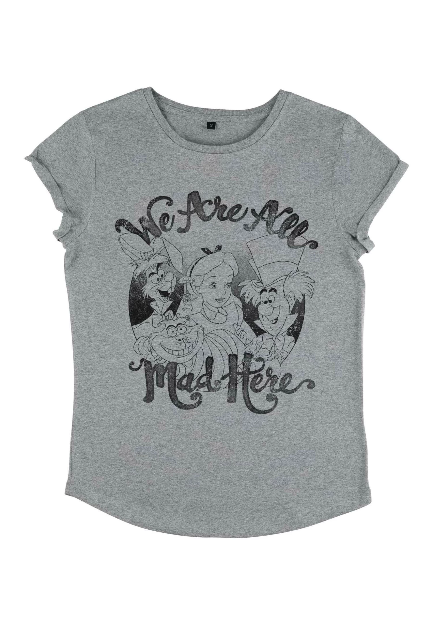 Disney Alice In Wonderland All Mad Here - T-Shirt Print - Melange Grey 4 Disney Alice In Wonderland All Mad Here - T-Shirt Print - Melange Grey - Afbeelding 4