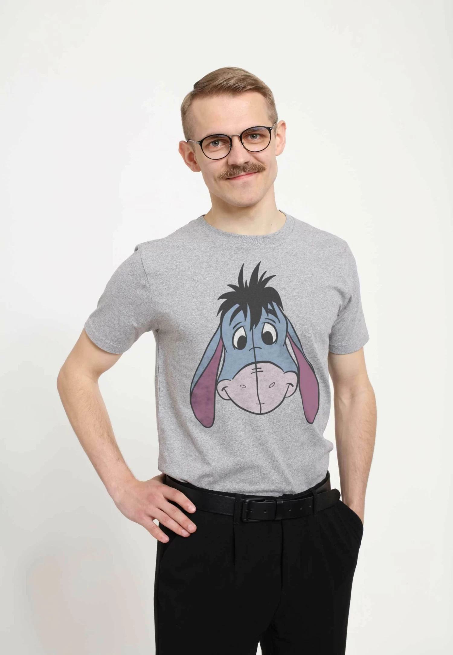 Disney Winnie The Pooh Eyore Big Face Unisex - T-Shirt Print - Melange Grey 3 Disney Winnie The Pooh Eyore Big Face Unisex - T-Shirt Print - Melange Grey - Afbeelding 3
