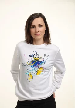 Disney Classic Mickey Splatter Donald - Sweater - White