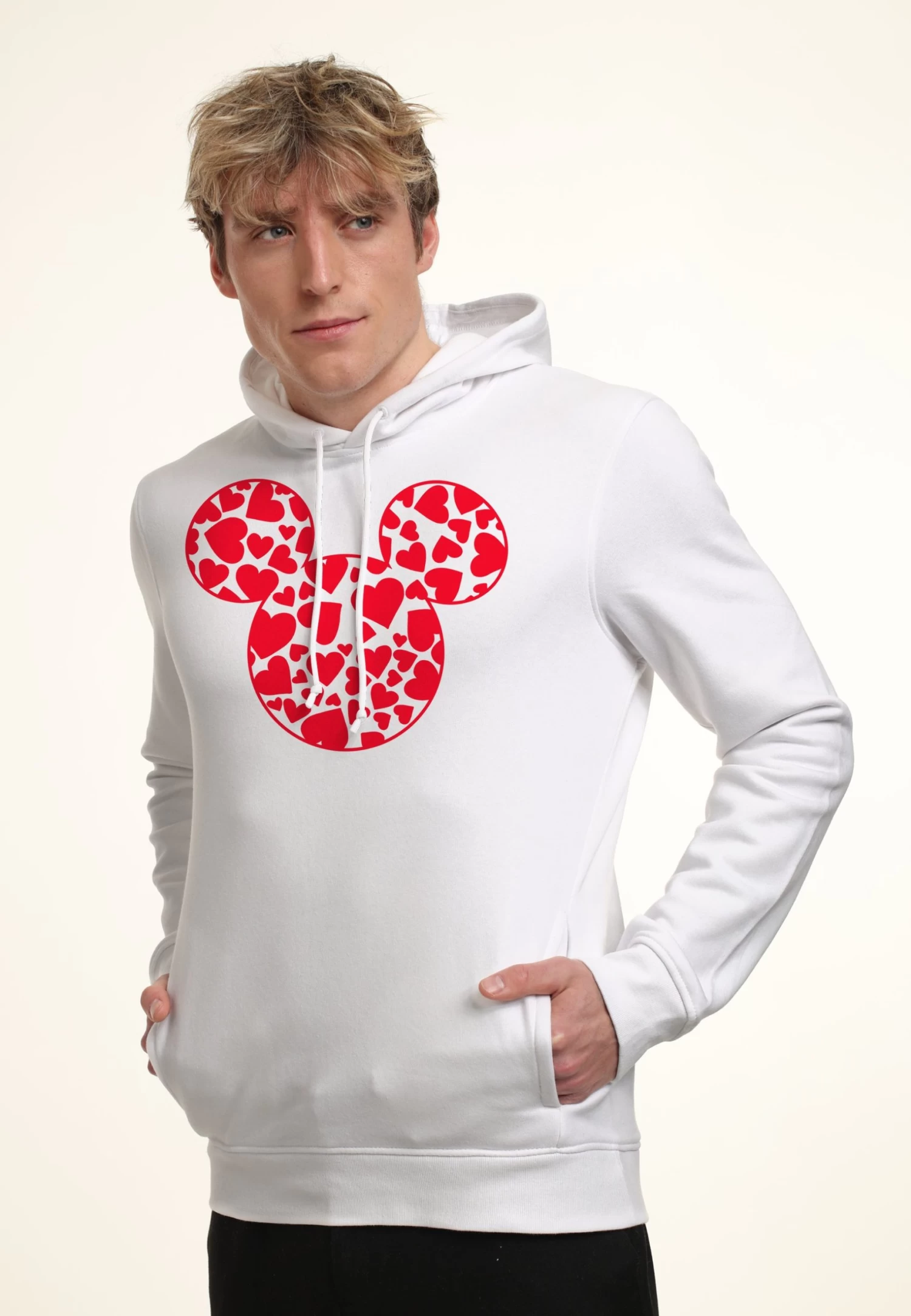 Mickey Mouse And Friends Disney Classic Mickey Hearts Fill - Hoodie - White 1 Mickey Mouse And Friends Disney Classic Mickey Hearts Fill - Hoodie - White