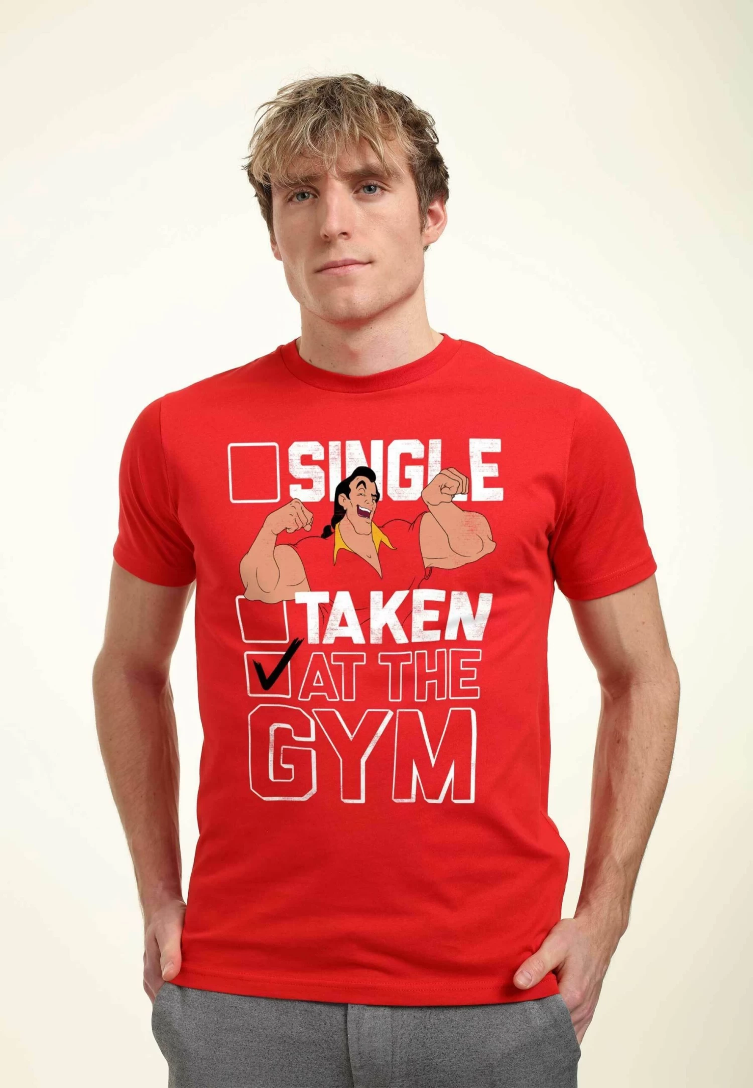 Disney Beauty & The Beast At The Gym Unisex - T-Shirt Print - Red 4 Disney Beauty & The Beast At The Gym Unisex - T-Shirt Print - Red - Afbeelding 4