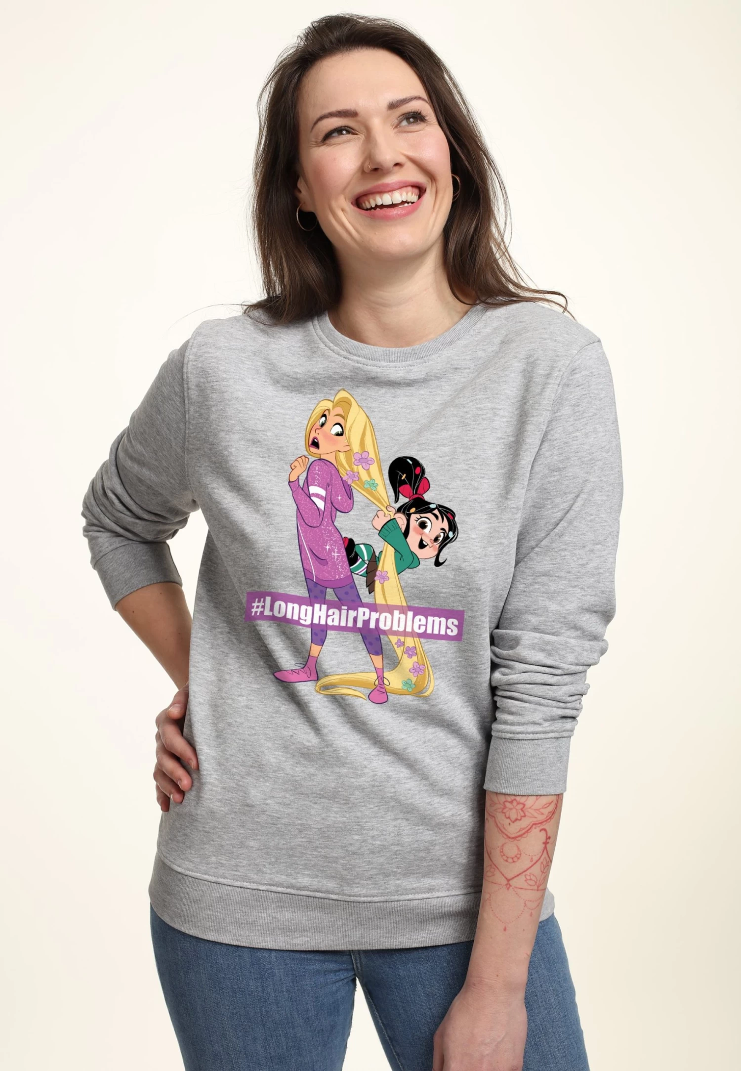 Disney Wreck-It Ralph 2 Long Hair Rapunzel Vanellope - Sweater - Heather Grey 3 Disney Wreck-It Ralph 2 Long Hair Rapunzel Vanellope - Sweater - Heather Grey - Afbeelding 3