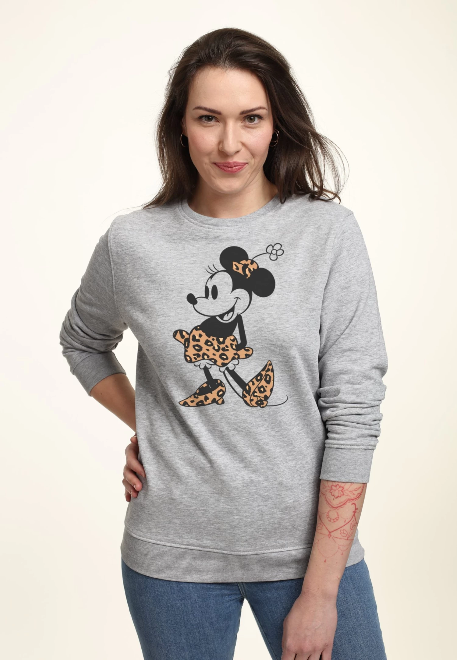 Disney Mickey & Friends Leopard Mouse - Sweater - Heather Grey 1 Disney Mickey & Friends Leopard Mouse - Sweater - Heather Grey