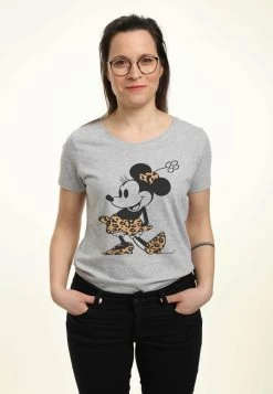 Disney Mickey & Friends Leopard Mouse - T-Shirt Print - Heather Grey