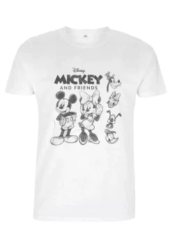 Disney Mickey Classic Freinds Sketch - T-Shirt Print - White