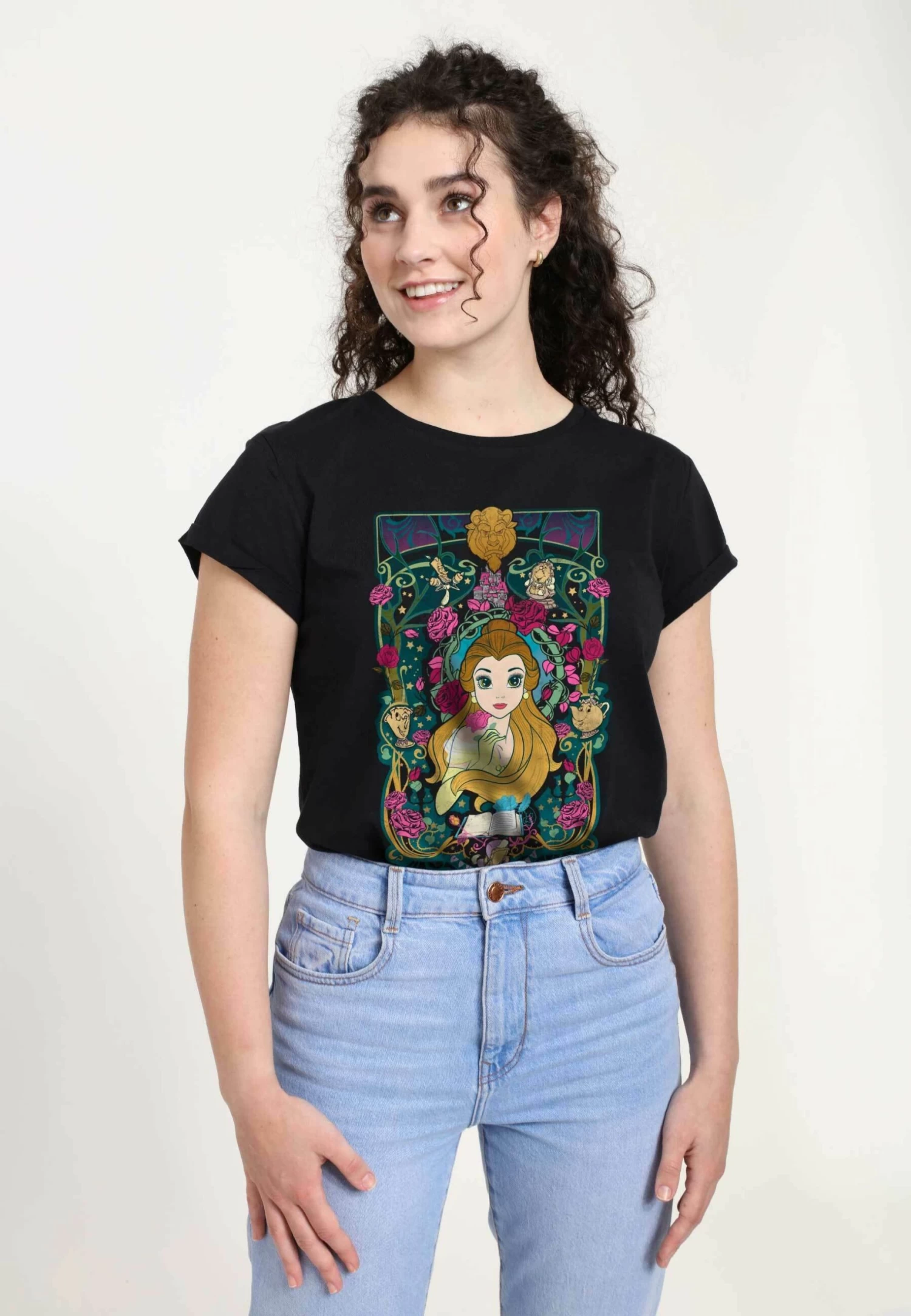 Disney Beauty & The Beast Belle Veau - T-Shirt Print - Black 3 Disney Beauty & The Beast Belle Veau - T-Shirt Print - Black - Afbeelding 3