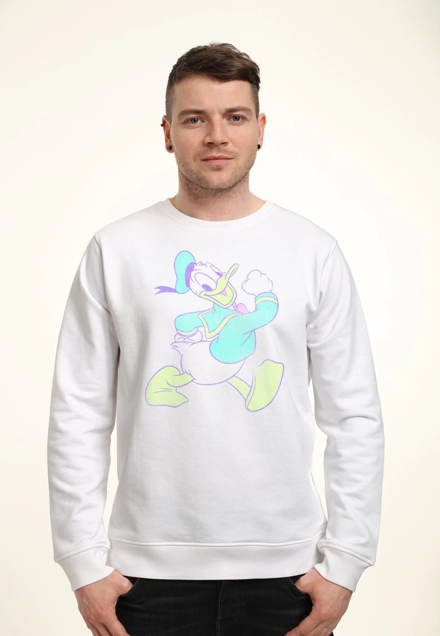 Disney Mickey Classic Neon Donald - Sweater - White 1 Disney Mickey Classic Neon Donald - Sweater - White