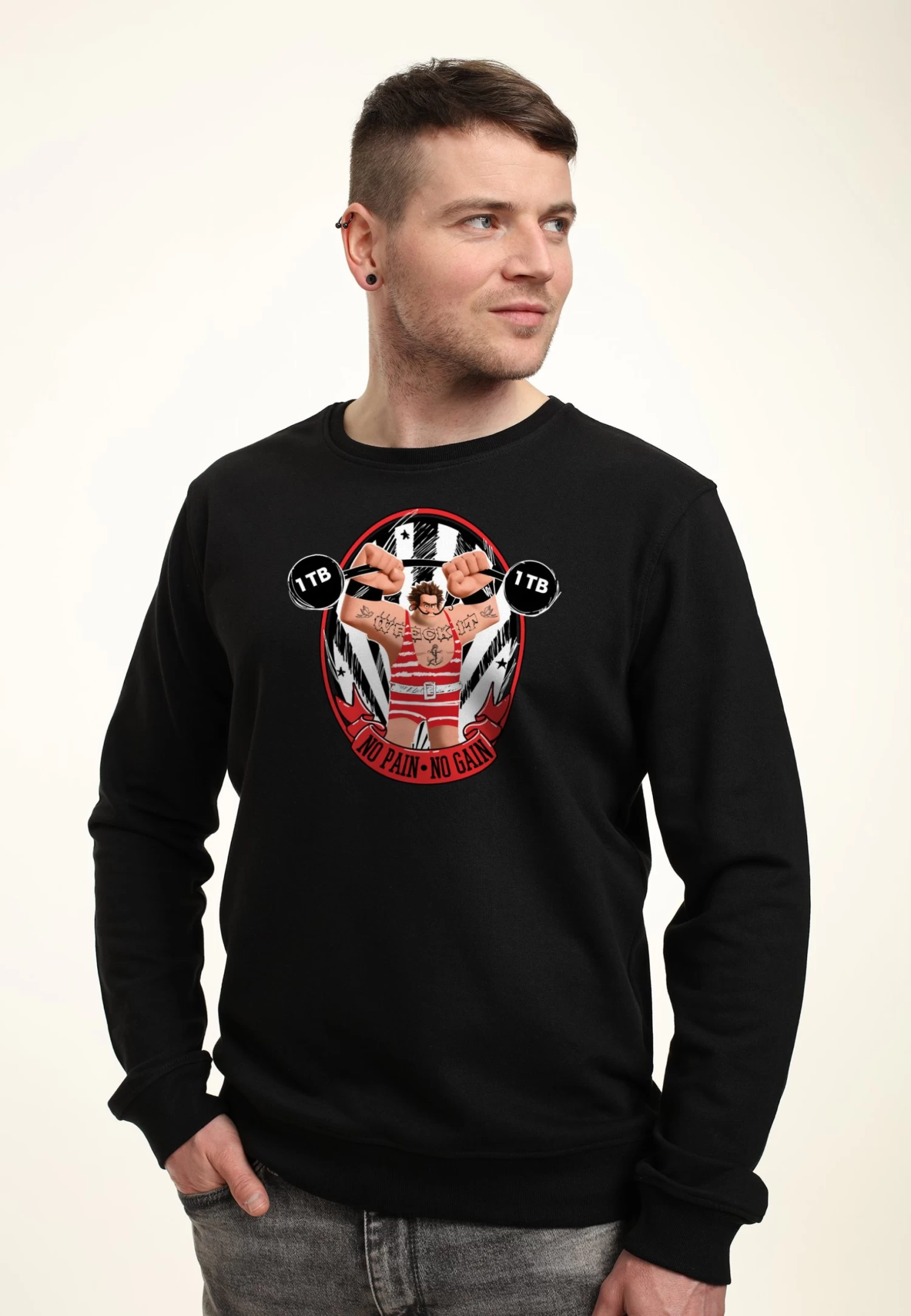 Disney Wreck It RalphNo Pain No Gain - Sweater - Black 3 Disney Wreck It RalphNo Pain No Gain - Sweater - Black - Afbeelding 3