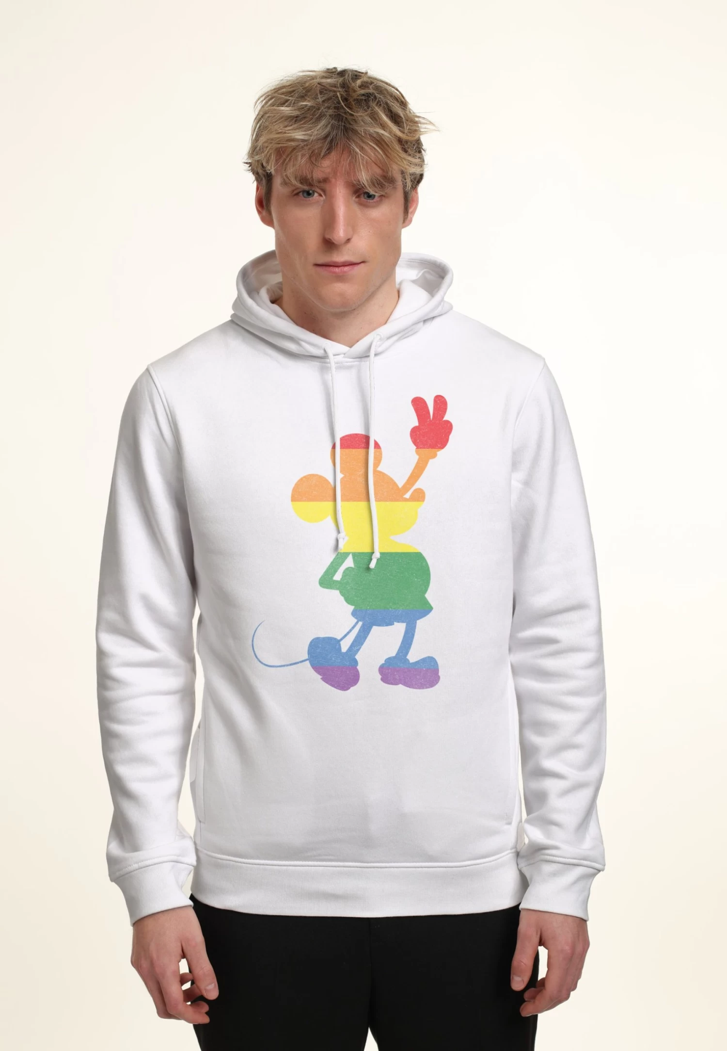 Disney Mickey Classic Love Is Love Pride Mickey - Hoodie - White 3 Disney Mickey Classic Love Is Love Pride Mickey - Hoodie - White - Afbeelding 3
