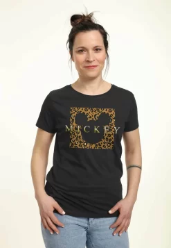 Disney Mickey & Friends Leopard Square Mick - T-Shirt Print - Black