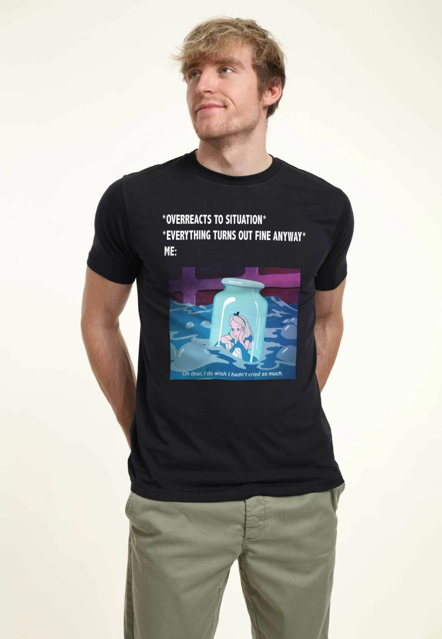 Disney Alice In Wonderland Anxiety Meme - T-Shirt Print - Navy Blue 4 Disney Alice In Wonderland Anxiety Meme - T-Shirt Print - Navy Blue - Afbeelding 4