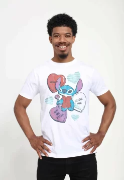 Disney Lilo & Stitch Heart Pizza Unisex - T-Shirt Print - White