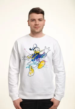 Disney Classic Mickey Splatter Donald - Sweater - White