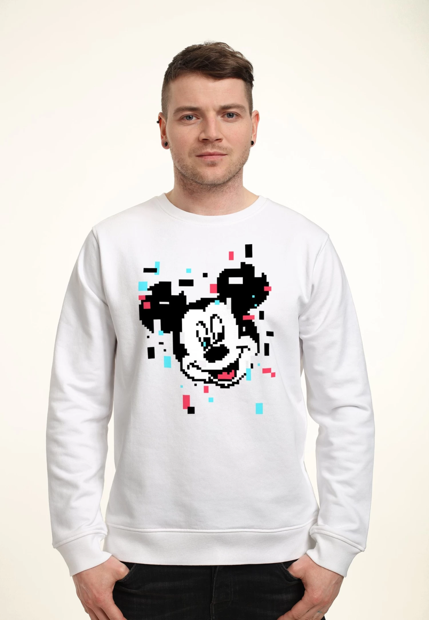 Disney Mickey Mouse Pixel Mickey - Sweater - White 1 Disney Mickey Mouse Pixel Mickey - Sweater - White