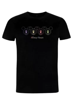 Disney Classic Mickey Neon Faces - T-Shirt Print - Black