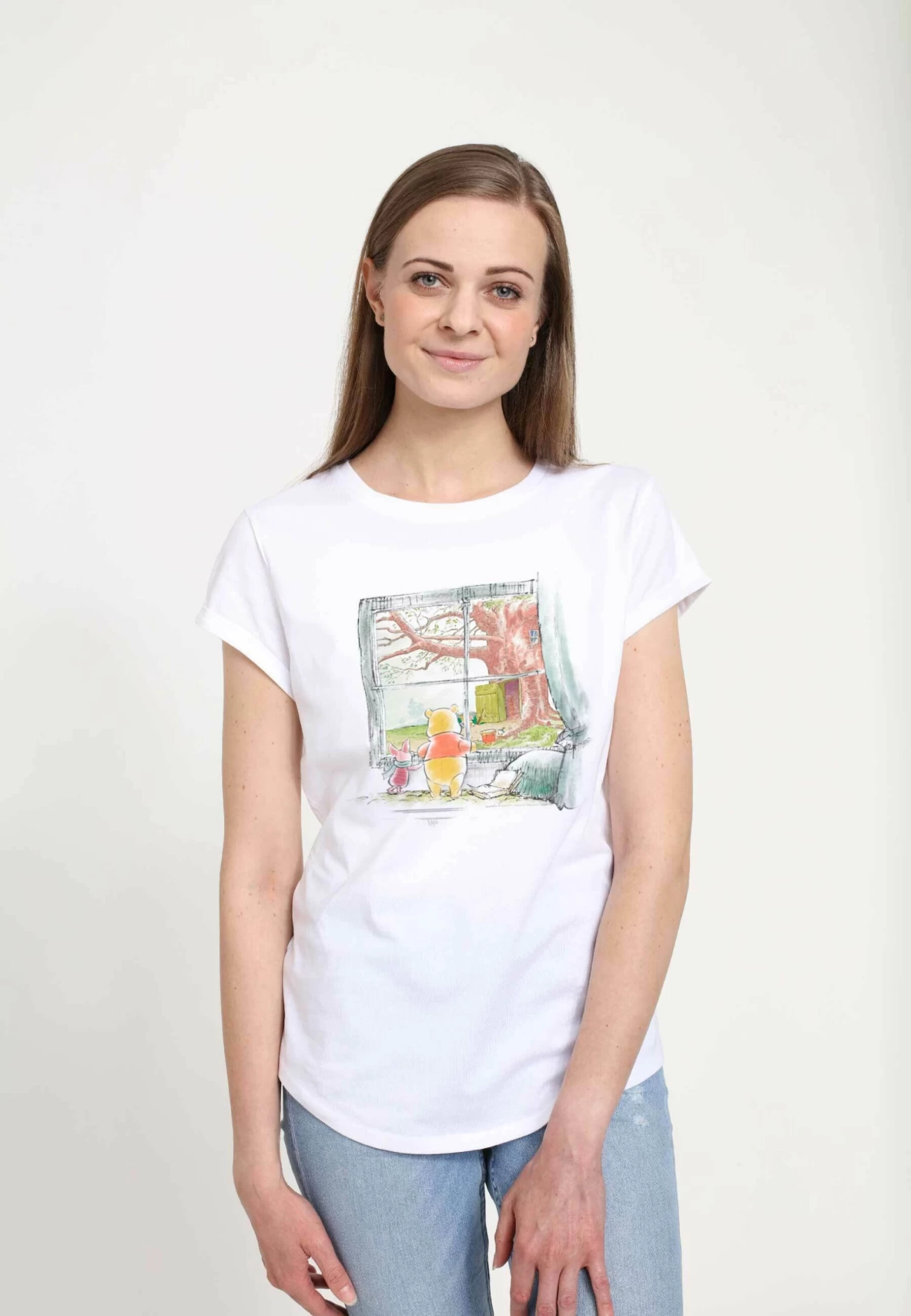 Disney Winnie The Pooh Winnie Window - T-Shirt Print - White 1 Disney Winnie The Pooh Winnie Window - T-Shirt Print - White