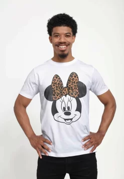 Disney Mickey Classic Modern Minnie Face Leopard Unisex - T-Shirt Print - White