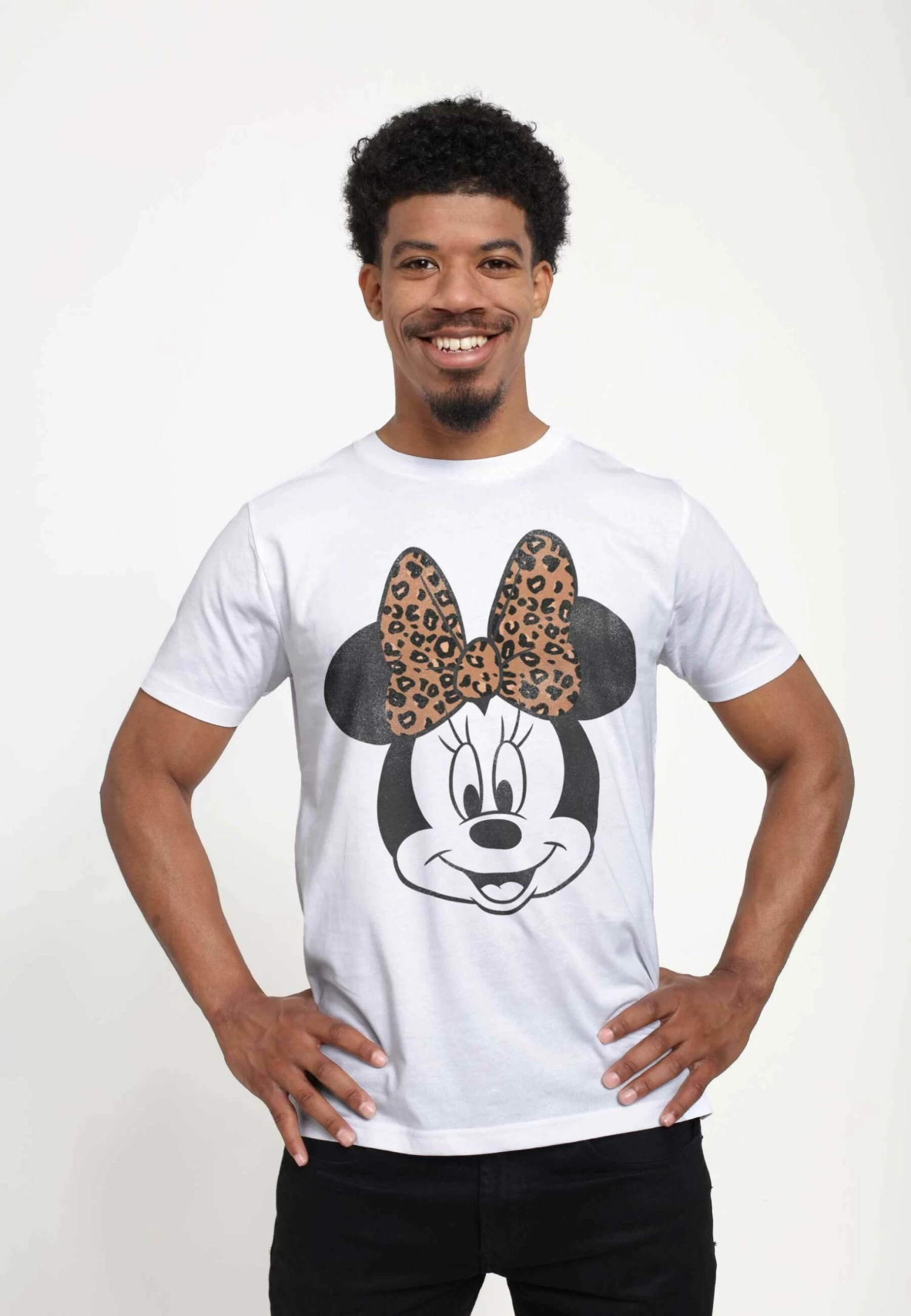 Disney Mickey Classic Modern Minnie Face Leopard Unisex - T-Shirt Print - White 1 Disney Mickey Classic Modern Minnie Face Leopard Unisex - T-Shirt Print - White