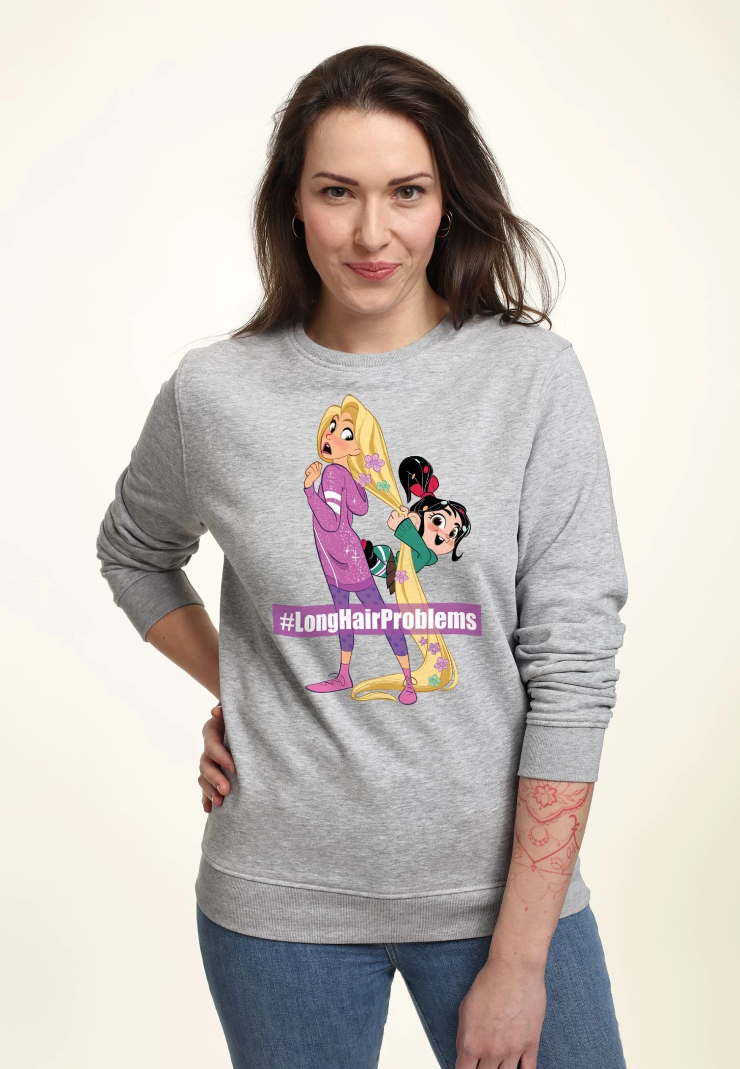 Disney Wreck-It Ralph 2 Long Hair Rapunzel Vanellope - Sweater - Heather Grey 1 Disney Wreck-It Ralph 2 Long Hair Rapunzel Vanellope - Sweater - Heather Grey