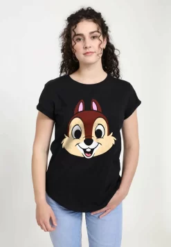 Disney Mickey & Friends Chip Big Face - T-Shirt Print - Black